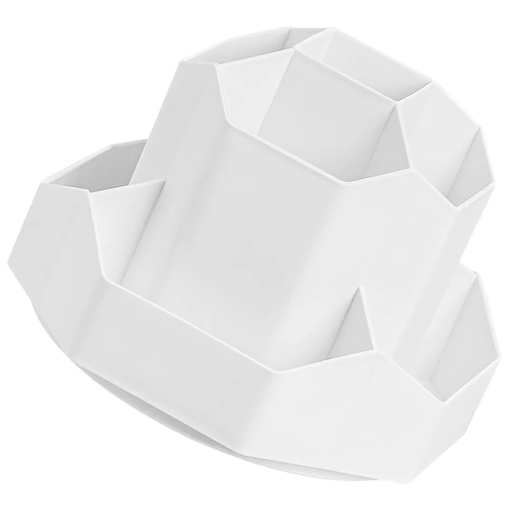 

Stationery Pen Organizer Storage White Plastic Desktop Rotating Holder Student