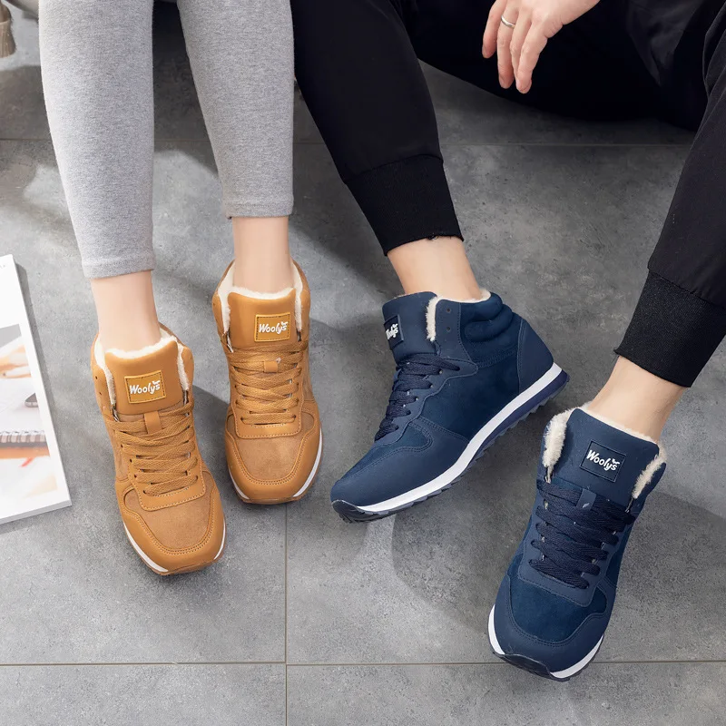 Winter Men's Boots Keep Warm Wool Trekking Sneakers Outdoor Unisex Mountain Waterproof Hiking Shoes Energy Running Shoes for Man