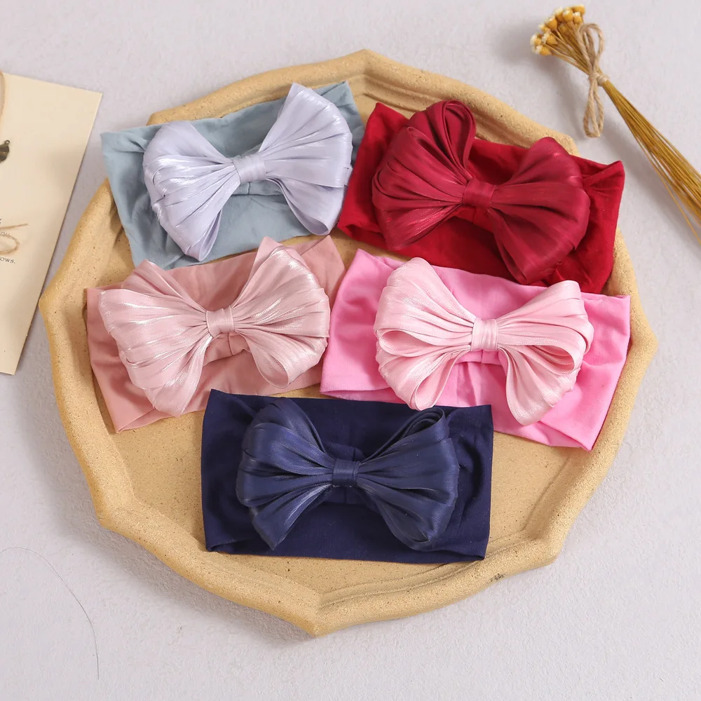 

Kid Baby Headwrap Wide Knot Cable Knit Wide Nylon Turban Head Wraps Elastic Baby Girl Headbands Solid Newborn Hair Accessories