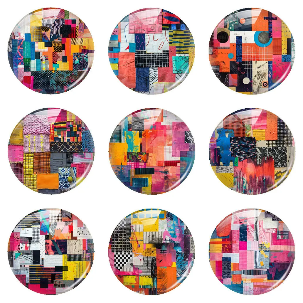 Стеклянный кабошон ручной работы с геометрическим узором плоская задняя часть