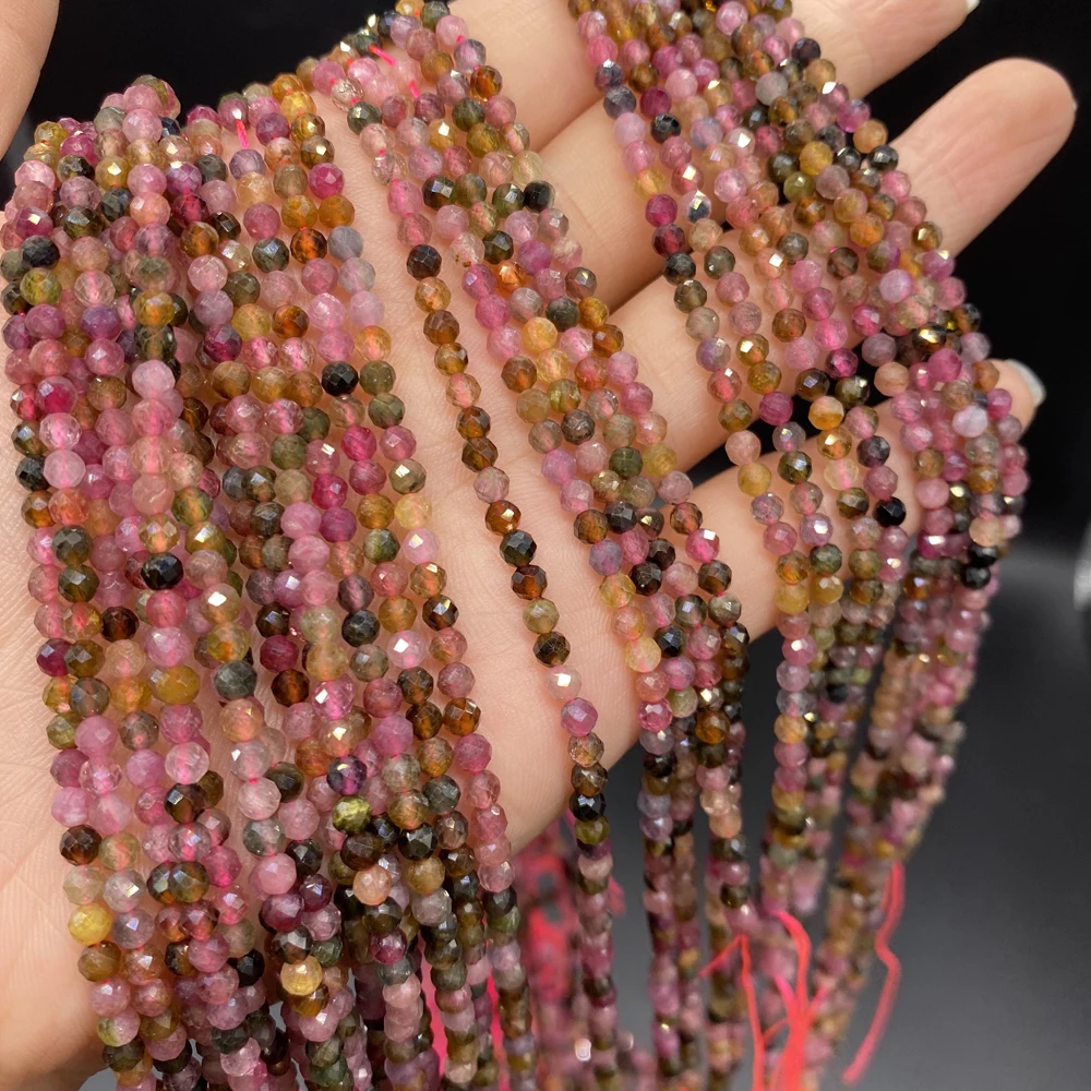 

Natural Semi-precious Stones Rubellite Faceted Mineral Gem Loose Beads for Jewelry Making DIY Necklace Bracelet 36CM Wholesale