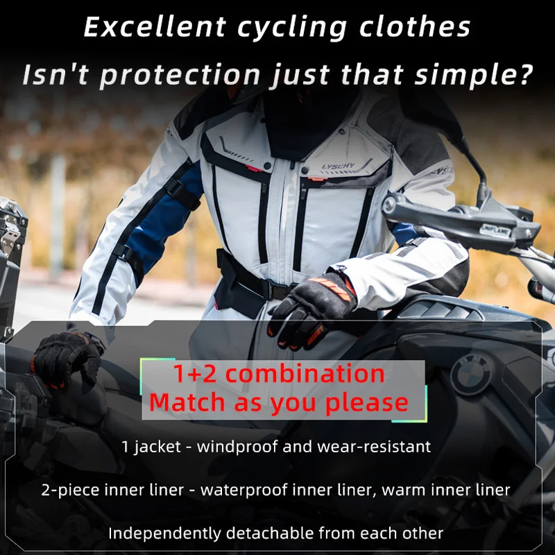Мужская мотоциклетная куртка и брюки LYSCHY зимняя водонепроницаемая