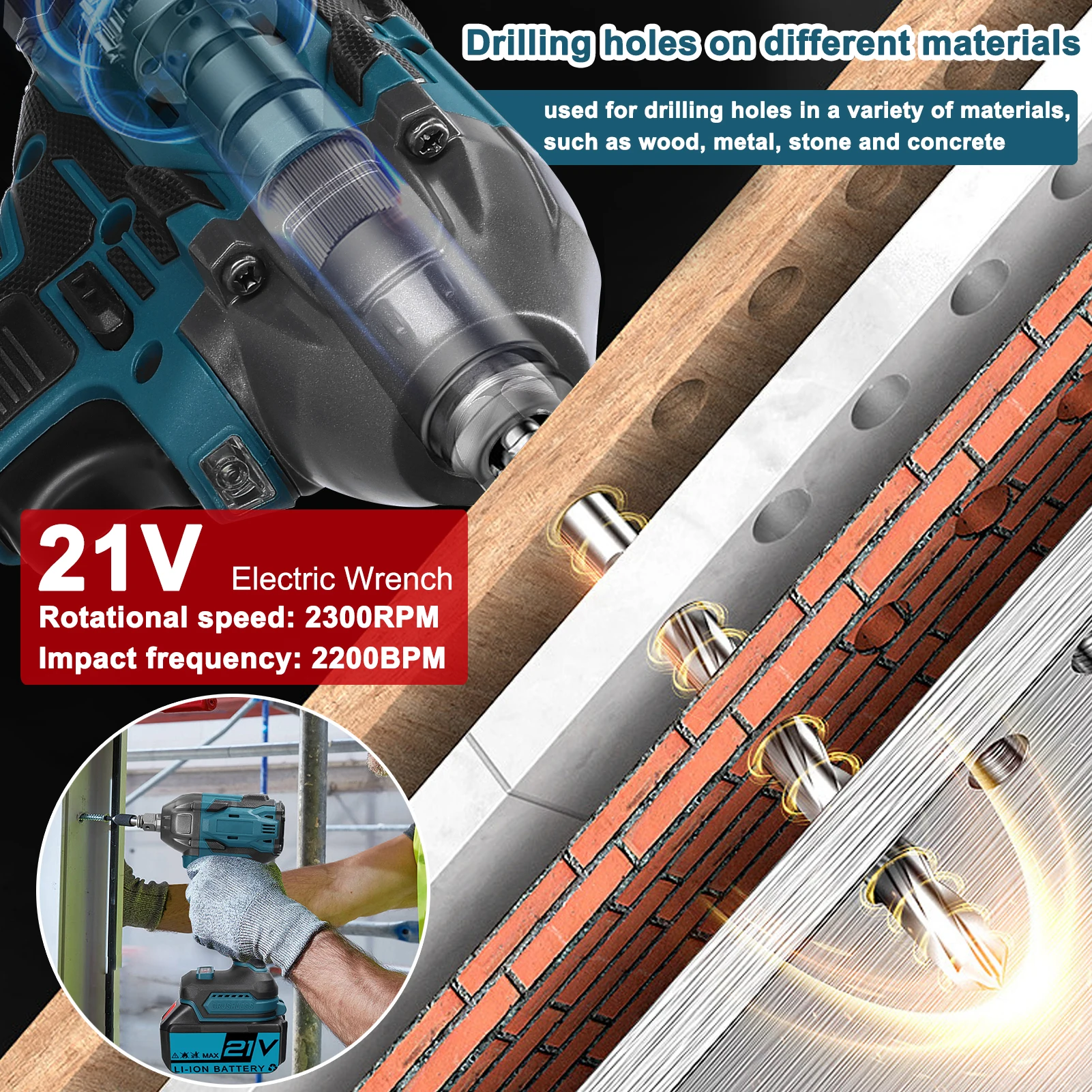 Беспроводной Электрический Ударный Гайковерт 21 В Бесщеточная Бытовая Ручная