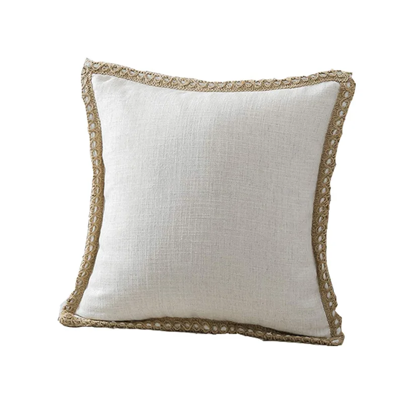 

Linen Trim Pillow Cover Linen Ruffled Nordic Light Luxury Square Cushion Cover Household Supplies