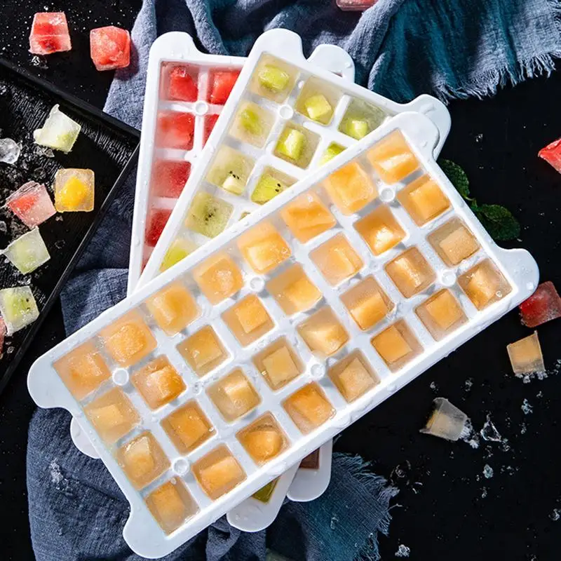 

Soft Bottom Silicone Ice Tray Ice Box Frozen Ice Cube Cold Drink Mold 28L Ice Box With 3 Layers 96 Compartments Freshkeeping