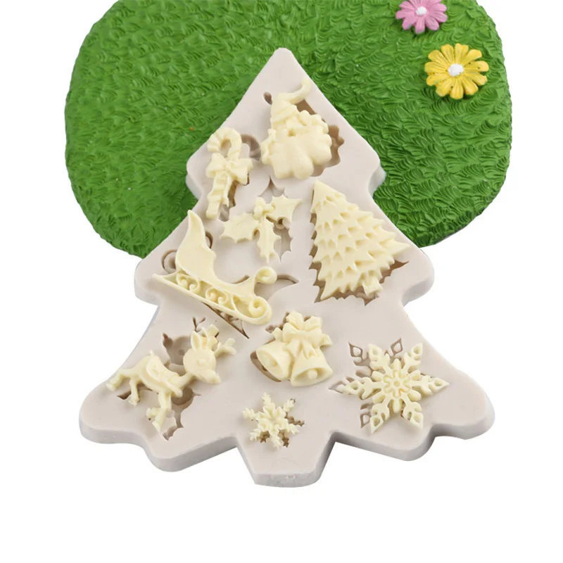 

Силиконовые Санта-Клаус дерево Торт помадка плесень Рождественская форма печенье фестиваль инструмент для украшения выпечки рождественск...