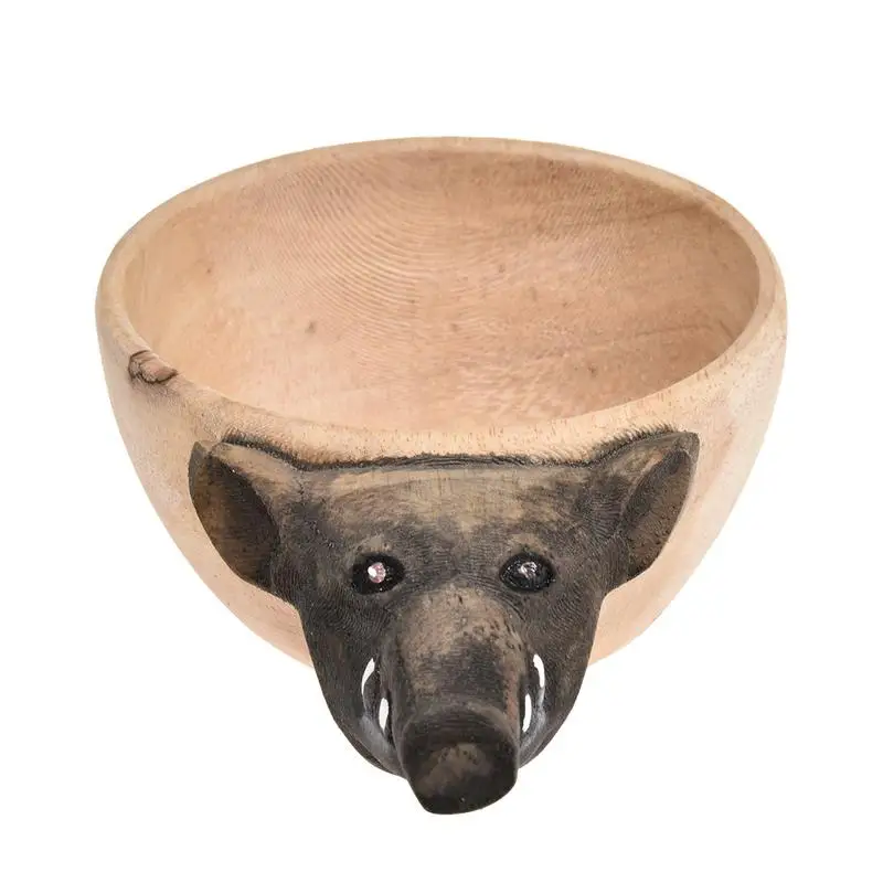 

Kuksa Rubber Wooden Water Cup Hand Carved Animal Head Cup Cute Animal Mug Creative Hand Painted Milk Breakfast Cups Nice Gifts