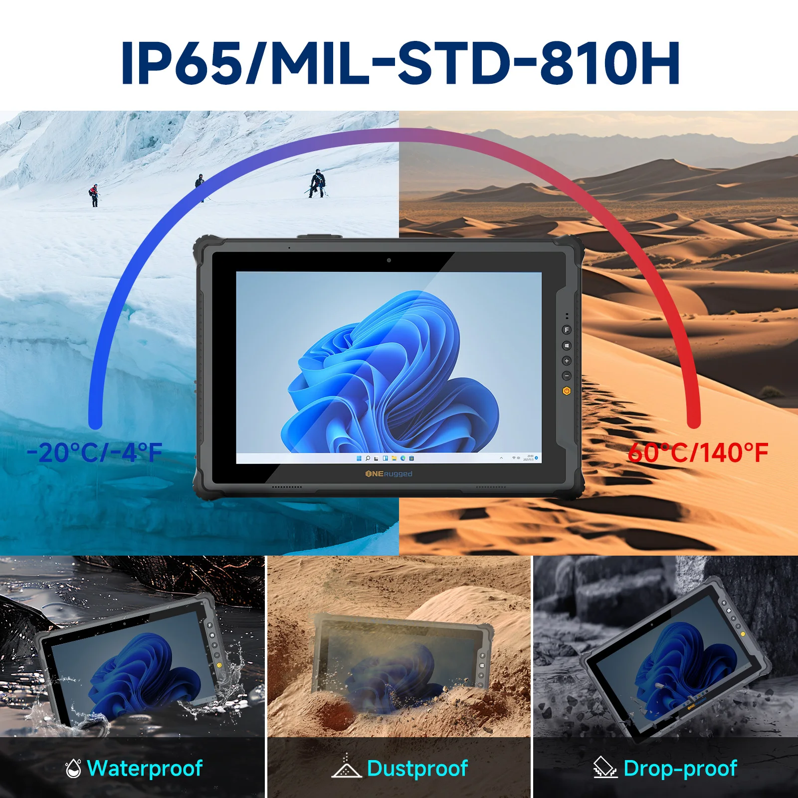 Прочный планшет ONERugged M20J 12 дюймов с Windows 11, 5G, NFC, IP65, водонепроницаемый, с ярким экраном для промышленной и наружной работы (art.: 3920dae4cab44) - 3920dae4cab44