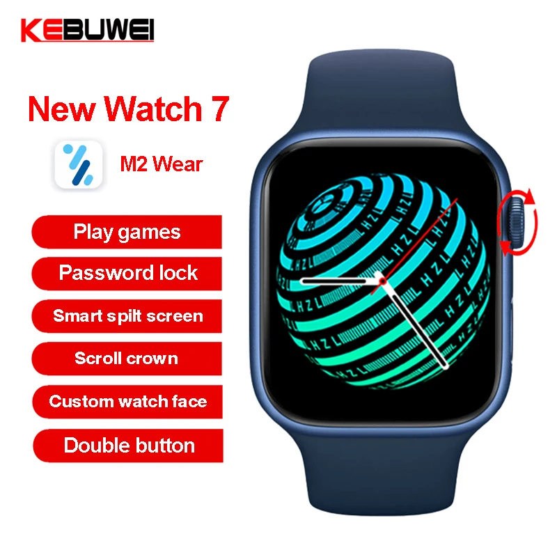 Reloj inteligente AK37 serie 7, Smartwatch con Bluetooth, control del ritmo cardíaco y de la sangre, resistente al agua, Dial personalizado, PK IWO W27 W37 Pro, 2021