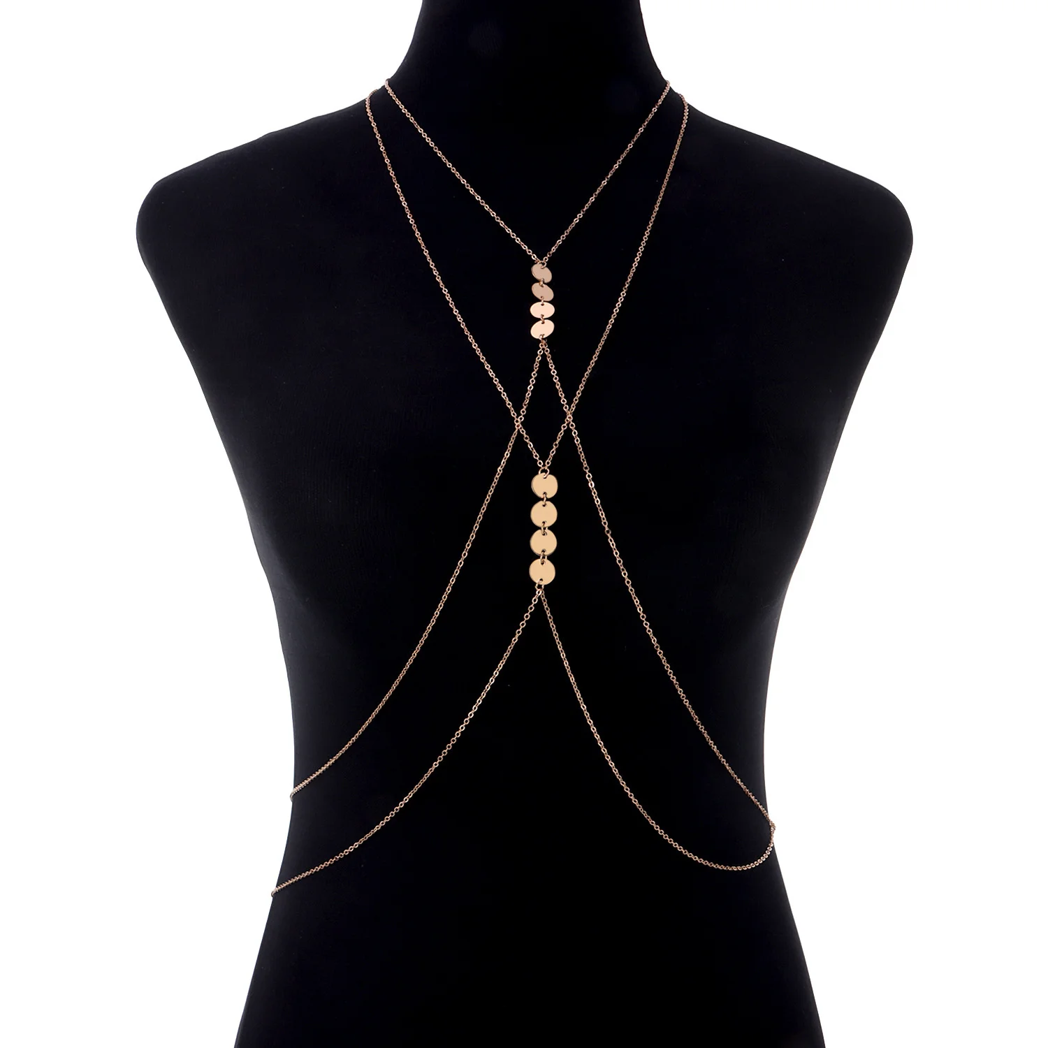 

Jewelry simple round Sequin pendant body chain trendy female nightclub sexy alloy chain chest chain