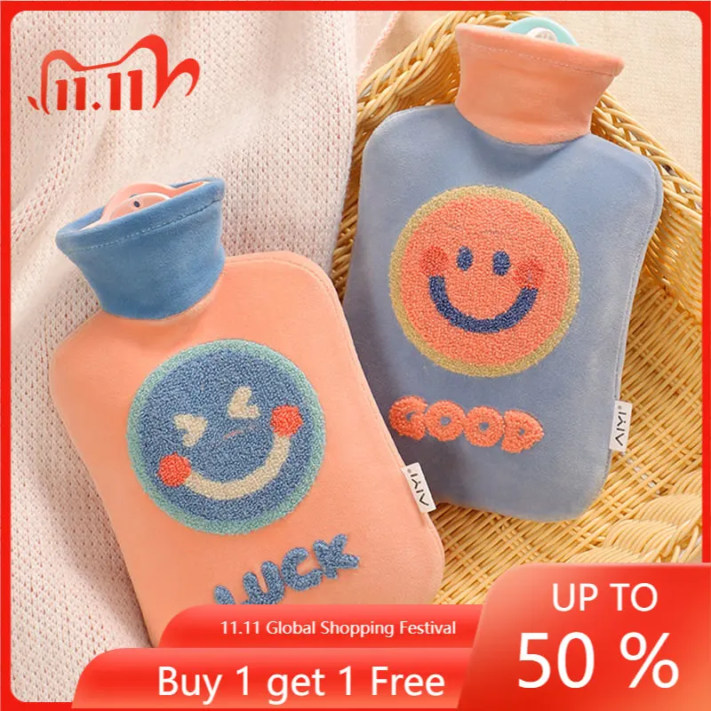 

Cute Hot Water Bottles 500/1000/2000ml Plush Explosion-proof PVC Water Filled Hand Warming Water Bag Portable Household Supplies