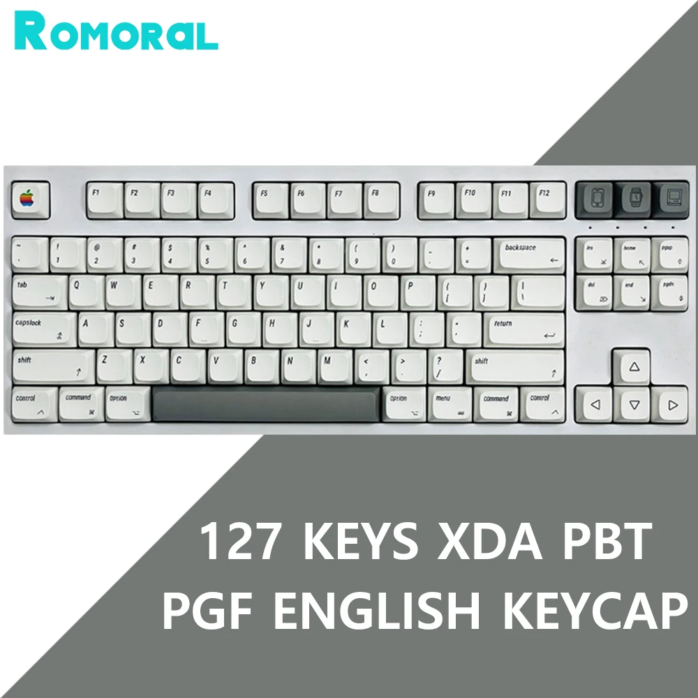 

Keycaps XDA Profile PBT Keycap 127 Keys/Set For Apple MAC ISO Minimalist White Keycap For DIY Mechanical Keyboard Mod