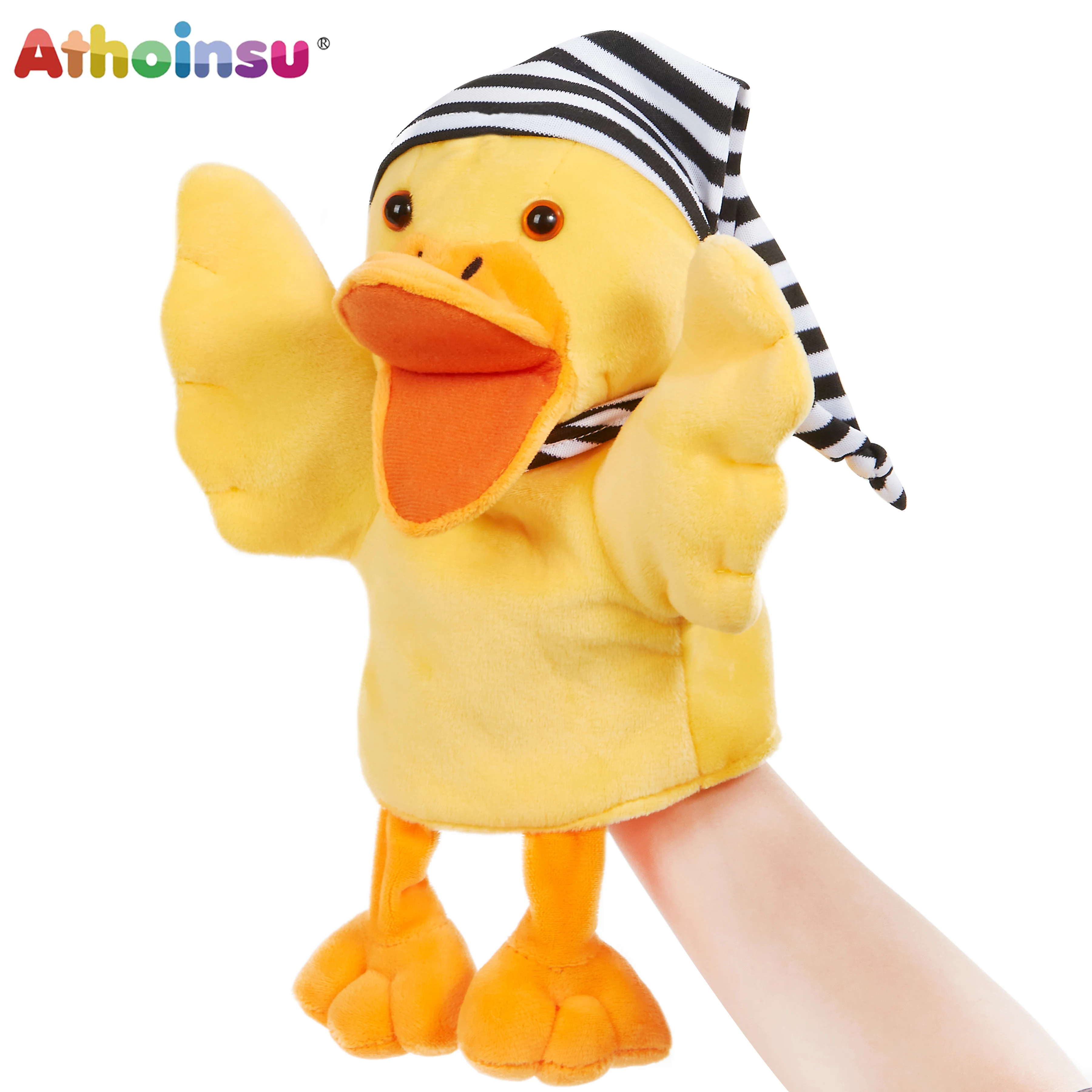 

Glow Guards Cute Plush Duck Hand Puppet Sailor Duck Role Play Children's Toys Stage Play Hand Puppet Props Party Accessories
