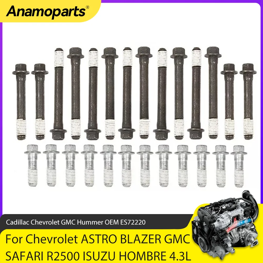 

Детали двигателя Комплект болтов головки блока цилиндров подходит для 85-13 Chevrolet ASTRO BLAZER GMC SAFARI R2500 ISUZU HOMBRE 4.3L V6 GAS ES74034