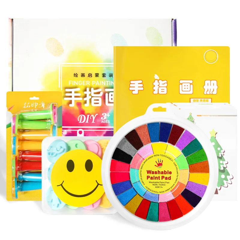 

Colorful Finger Painting Ink Printing Table Kindergarten Palm Disc Washable Pigment Children'S Printing Table Rubbing Tool