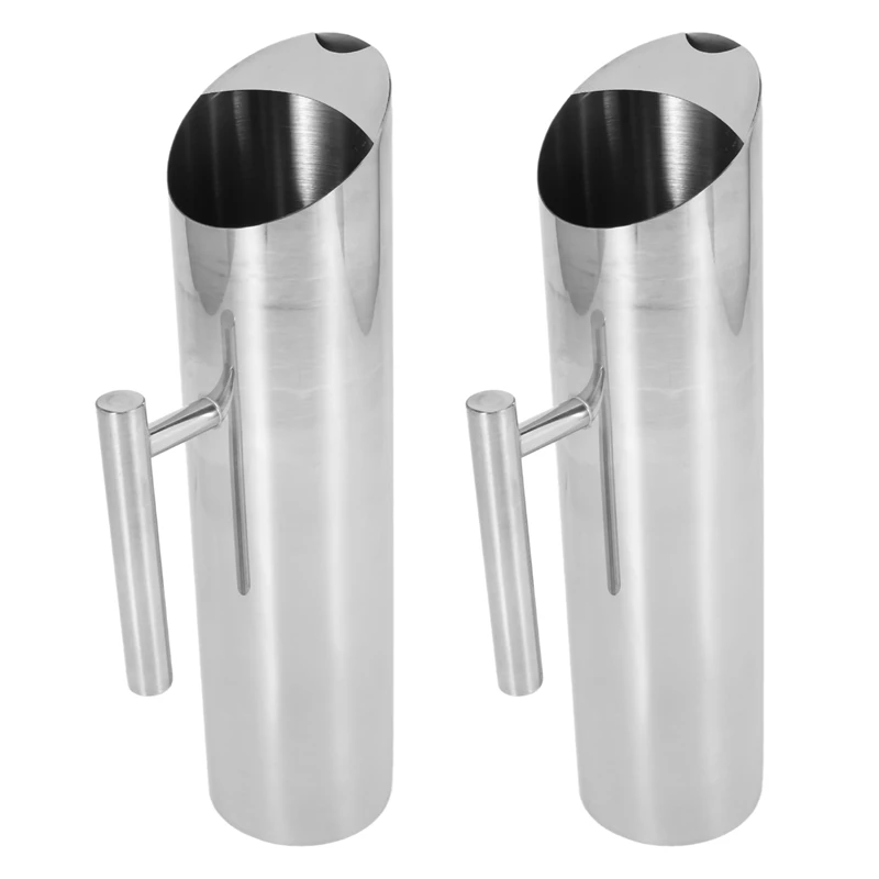 

2X Stainless Steel Water Pitcher With Ice Guard Tea Pot Kettle Jug Cold Beverages Juice Pot Ktv Bar Accessories 2L