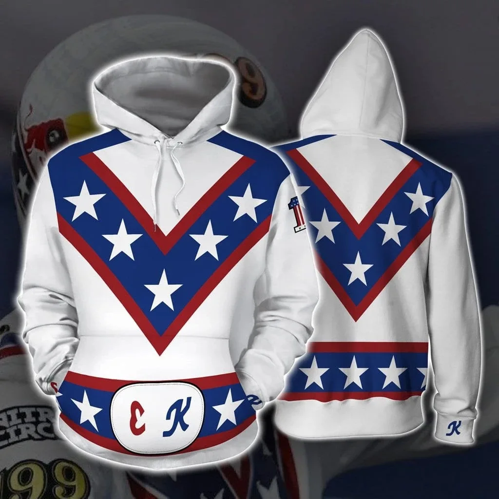 Фото Новая мужская толстовка с капюшоном с 3D принтом American Stuntman Evel Knievel №2