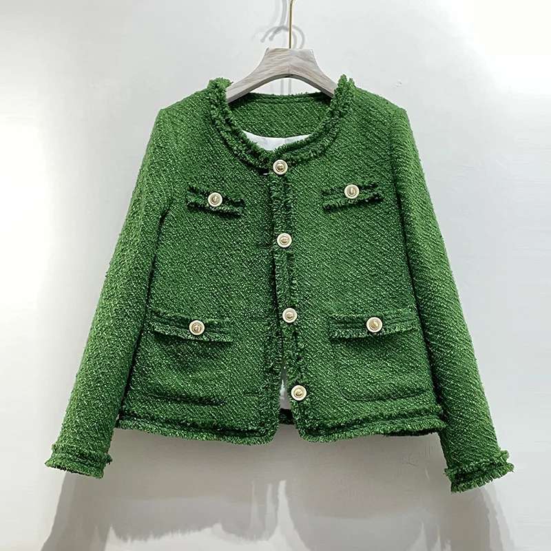 Женское пальто из твида маленькое шерстяное в стиле ретро Элегантная короткая