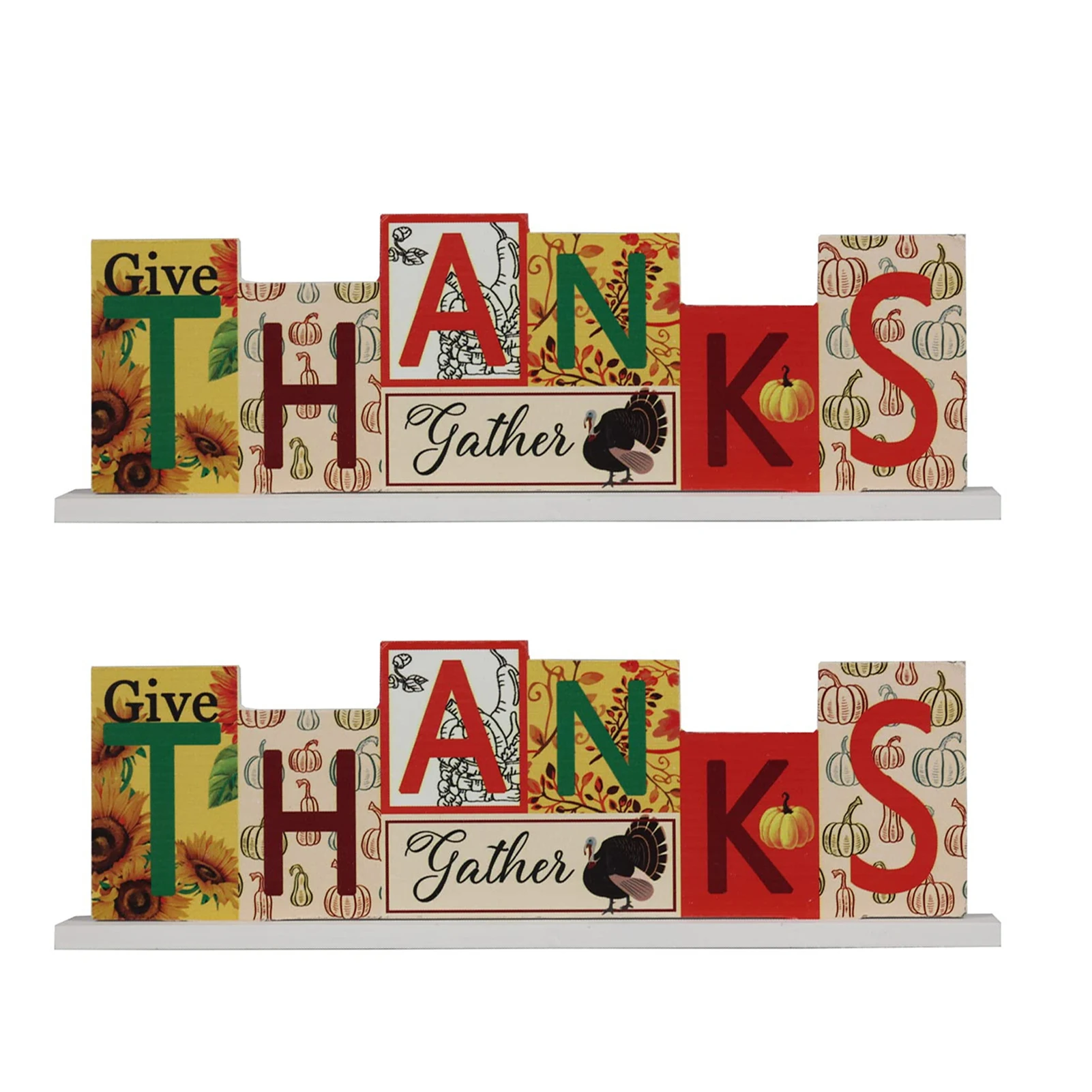 

Thanksgiving Christmas Ornaments Festive Wooden Signs Home Decor Desk Ornaments Wooden Block Set GQ