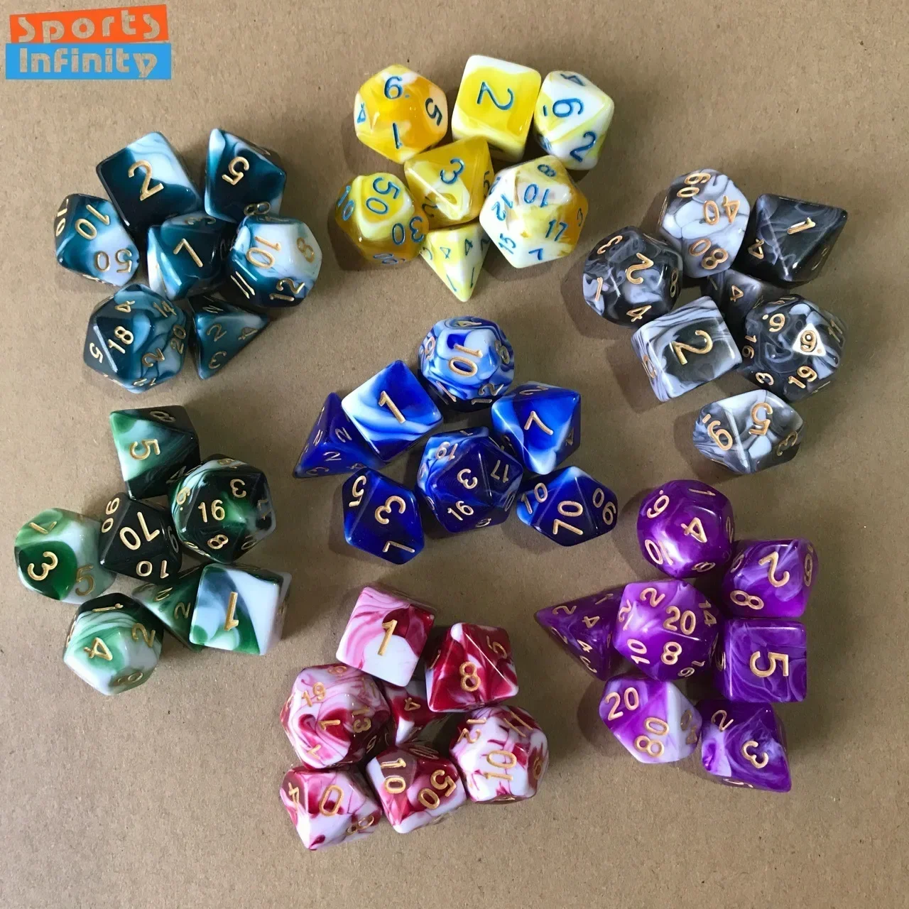 7 шт./набор Двухцветные Акриловые полигедральные кости для игры в игральные