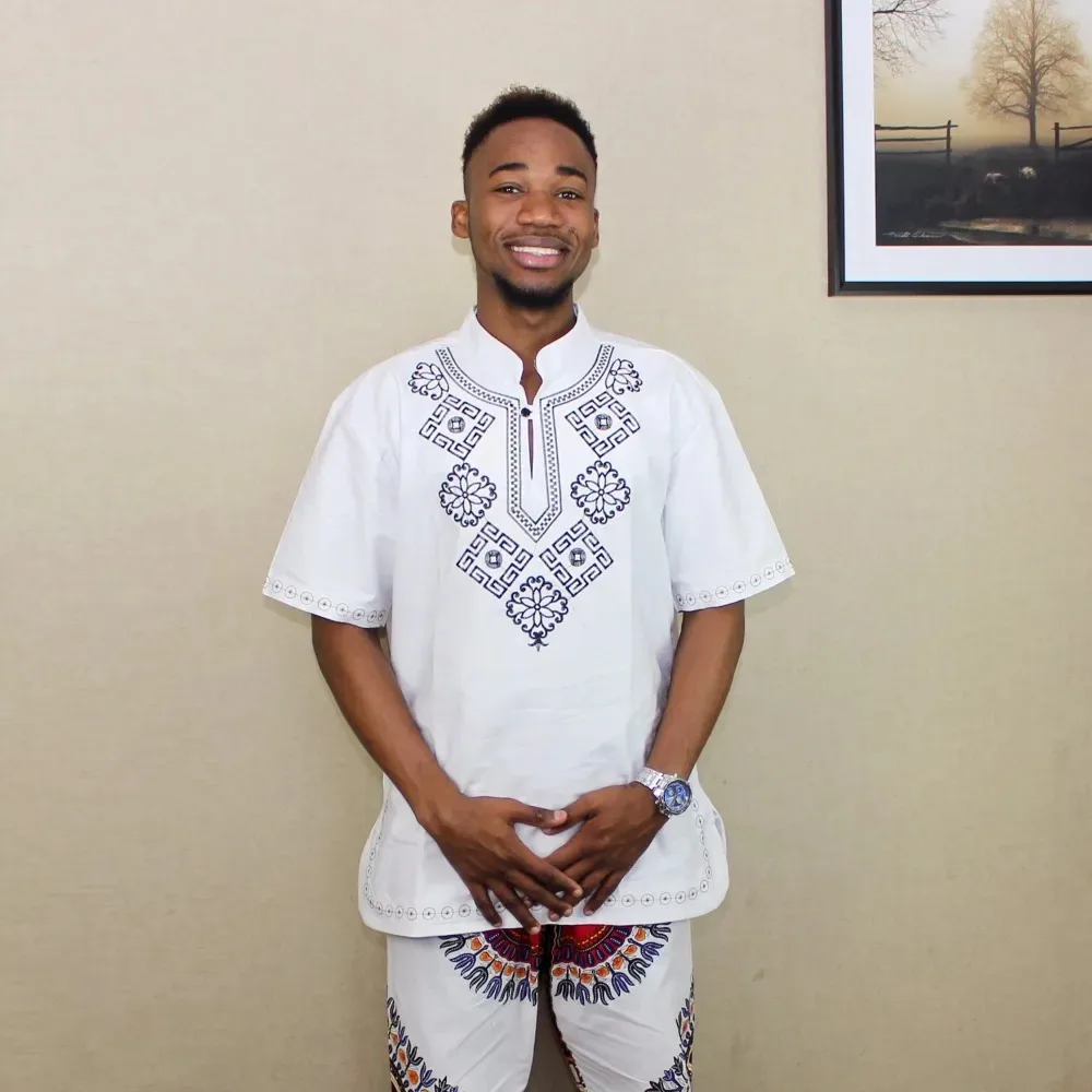 Dashikiage Мужская Винтажная Африканская Туника Высококачественная Хлопковая