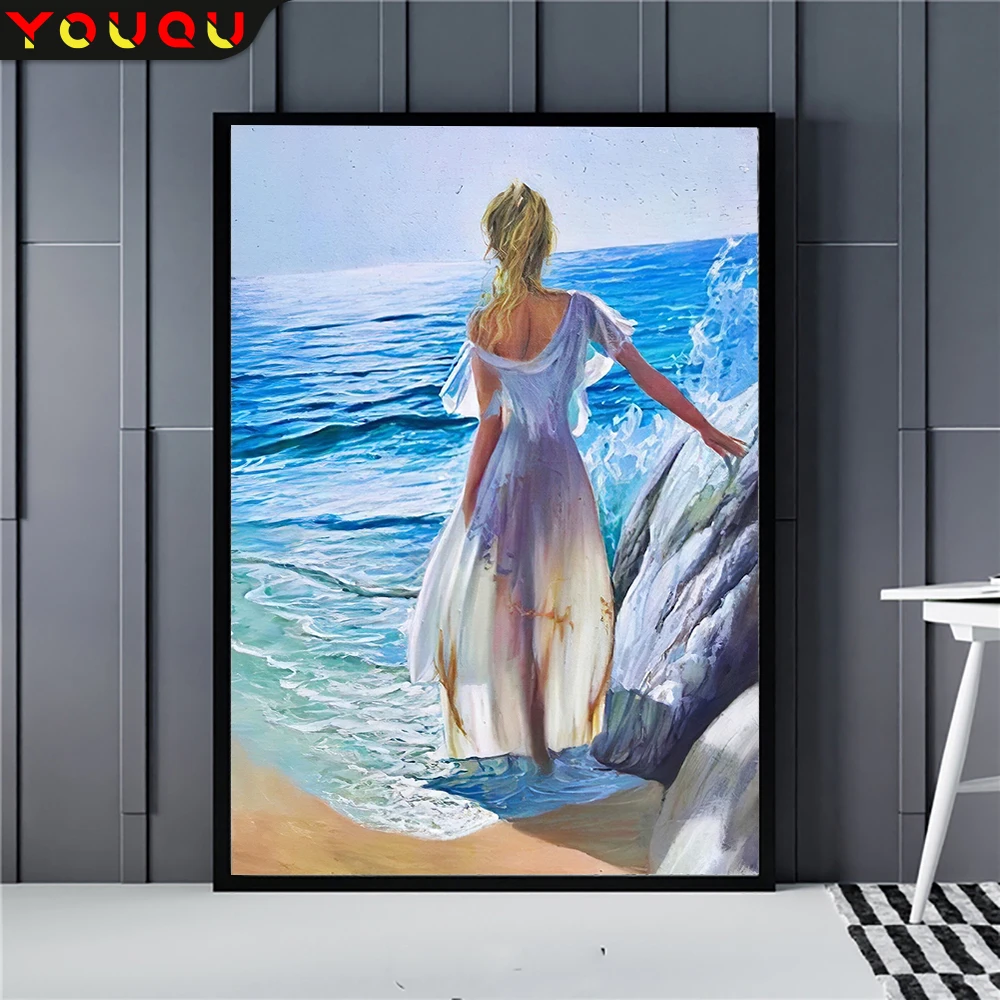 

YOUQU DIY Character Series Diamond Painting "Beach” Mosaic Picture Diamond Embroidery Beautiful Artist Home Decoration