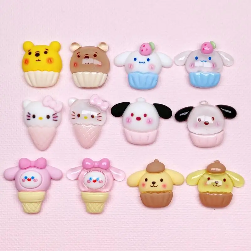 

10Pcs Kawaii Cute Sanrio Hello Kitty Mymelody Cinnamoroll Pompompurin Diy Accessories Hairpin Handmade Material Christmas Gift