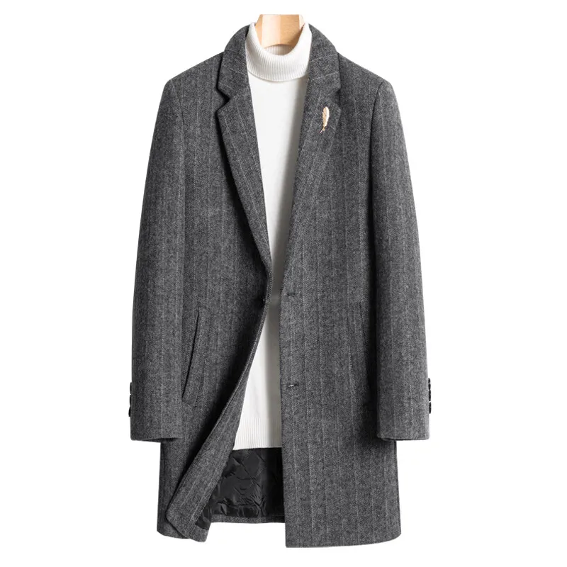 

Men's Fashion Clothing Wool Coat Men's Winter Long Woolen Windbreaker Slim British Style Woolen Coat Men