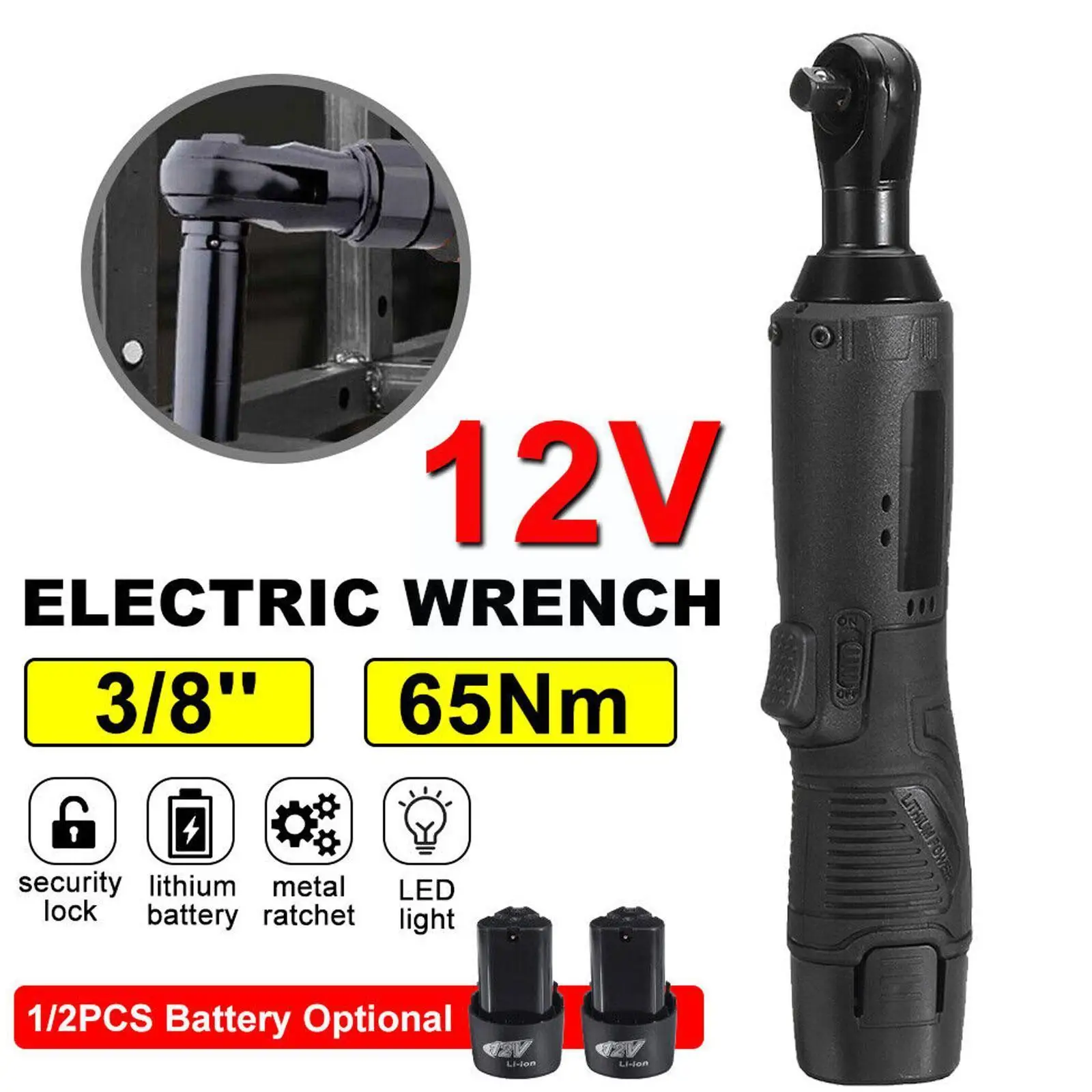 

12v Electric Wrench Screwdriver 3/8" Cordless Ratchet Truss Tool Angle Power Scaffolding Right Wrench Installation Wrench W1r5