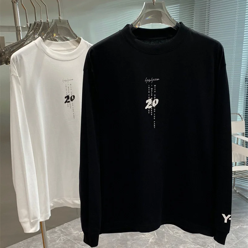 

Yohji Yamamoto 22SS 20th Y-3 Anniversary Signature Embroidery Round Neck Long Sleeve Pullover T-shirt Men And Women