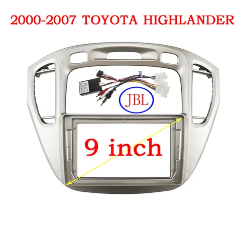 Автомобильный радиоприемник для Toyota Highlander Kluger XU20 2001-2007, 9-дюймовый 2DIN стерео панель, жгут проводов, адаптер кабеля питания, декодер Canbus