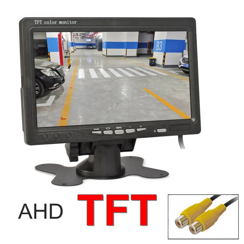 

DIYKIT 1024x600 AHD 7-дюймовый TFT ЖК-монитор автомобиля HD Монитор заднего вида Поддержка 1080P AHD-камеры 2 x 4-контактный видеовход