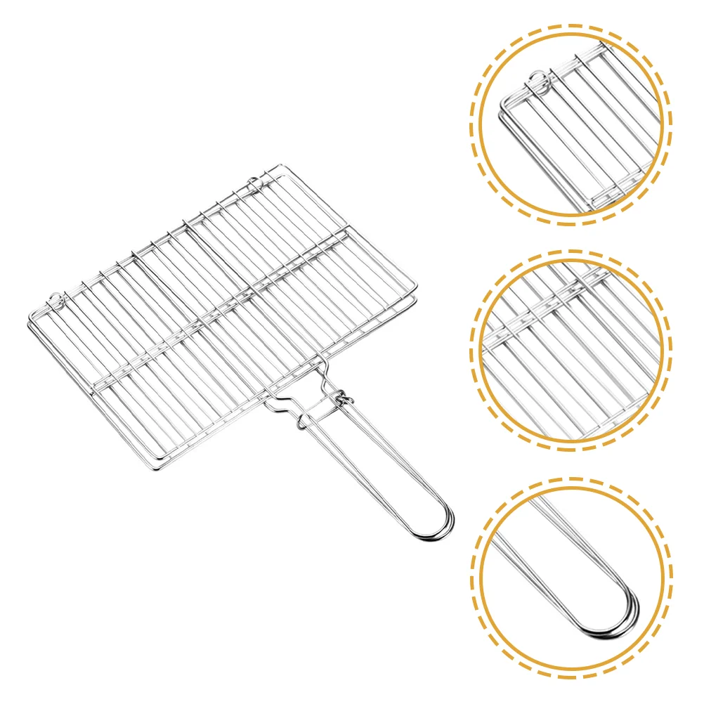 

Outdoor Camping Accessories Grilled Fish Rack Mesh Folding Clamp 30X20X1CM BBQ Net Silver Stainless Steel Man