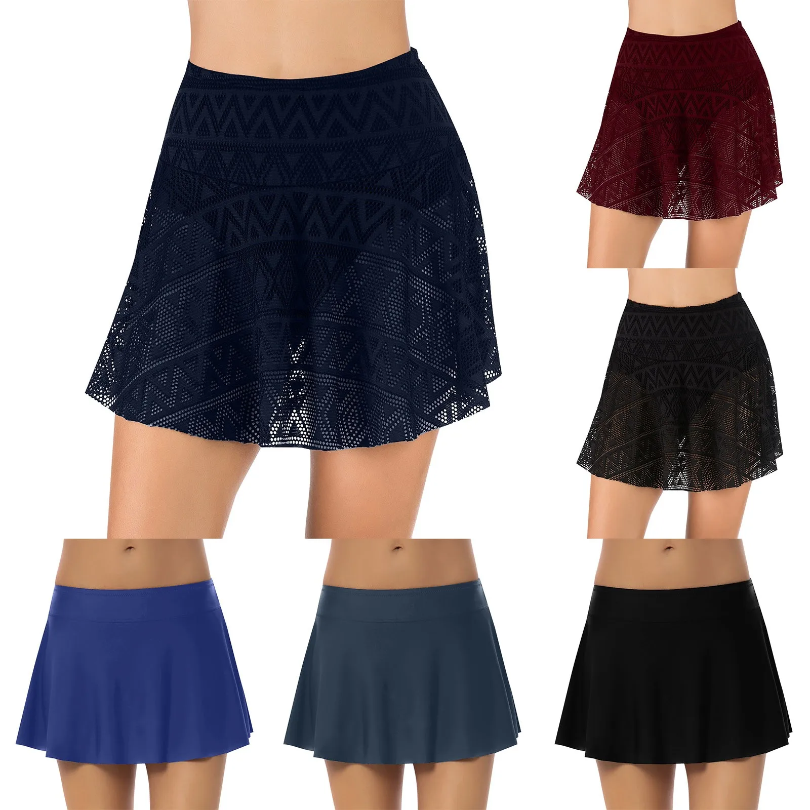 

Personality Simple Design High Waist Swimming Skirt Beach Pants Female Womens Swimming Shorts with Pockets