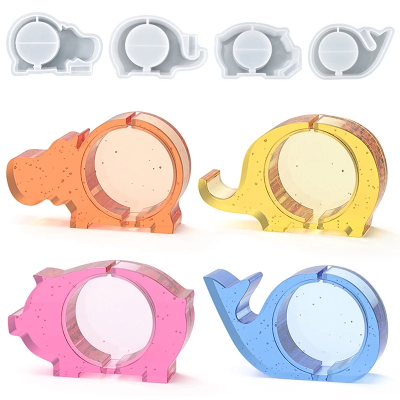 

Elephant Hippo Pig Whale Mold Animal Resin Coin Holder Epoxy Casting Molds Piggy Bank Silicone Mold DIY Craft Storage Supplies