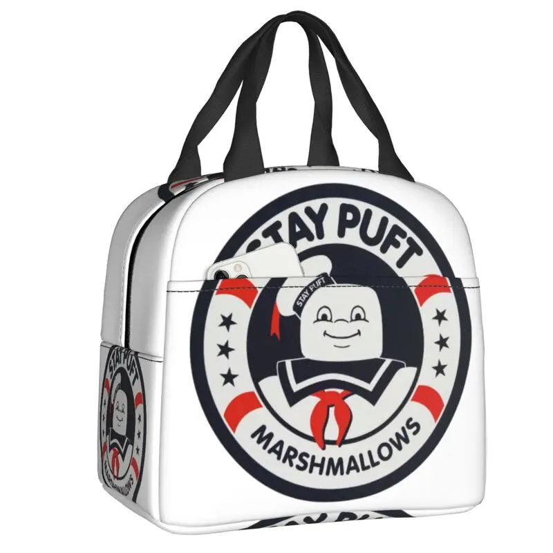 

Staypuft Marshmallows Insulated Lunch Bags for Women Ghostbusters Ghosts Resuable Thermal Cooler Food Lunch Box Outdoor Camping