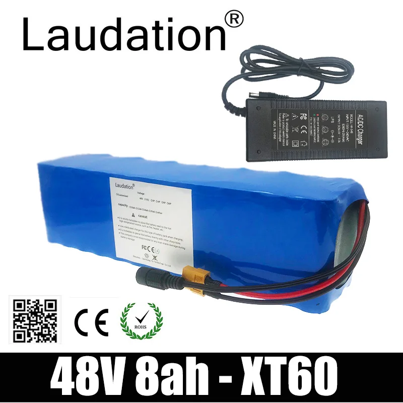 

Laudation 13S 3P 48V 8Ah 500 Watt 18650 Li-Ion Battery Pack For Electric Bike Scooter Skateboard Bicycle Built-in 15 A BMS XT60