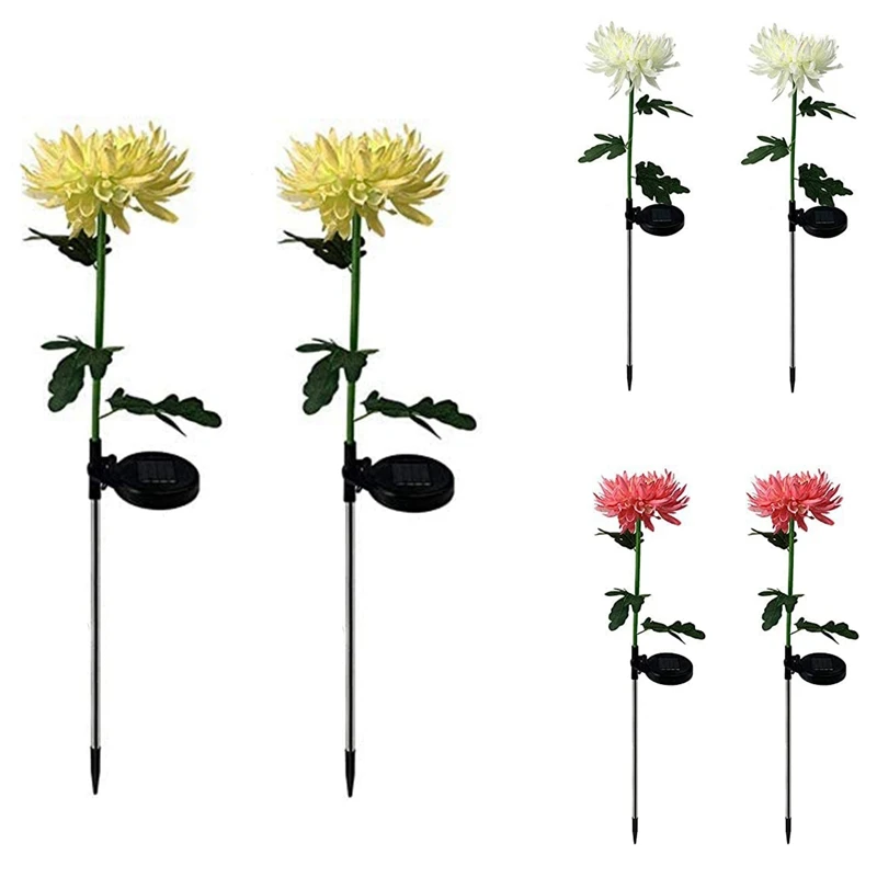 

Уличный светильник на солнечной батарее, 2 шт., водонепроницаемый ворсовой светильник с хризантемой, солнечный садовый светильник, ландшафт...