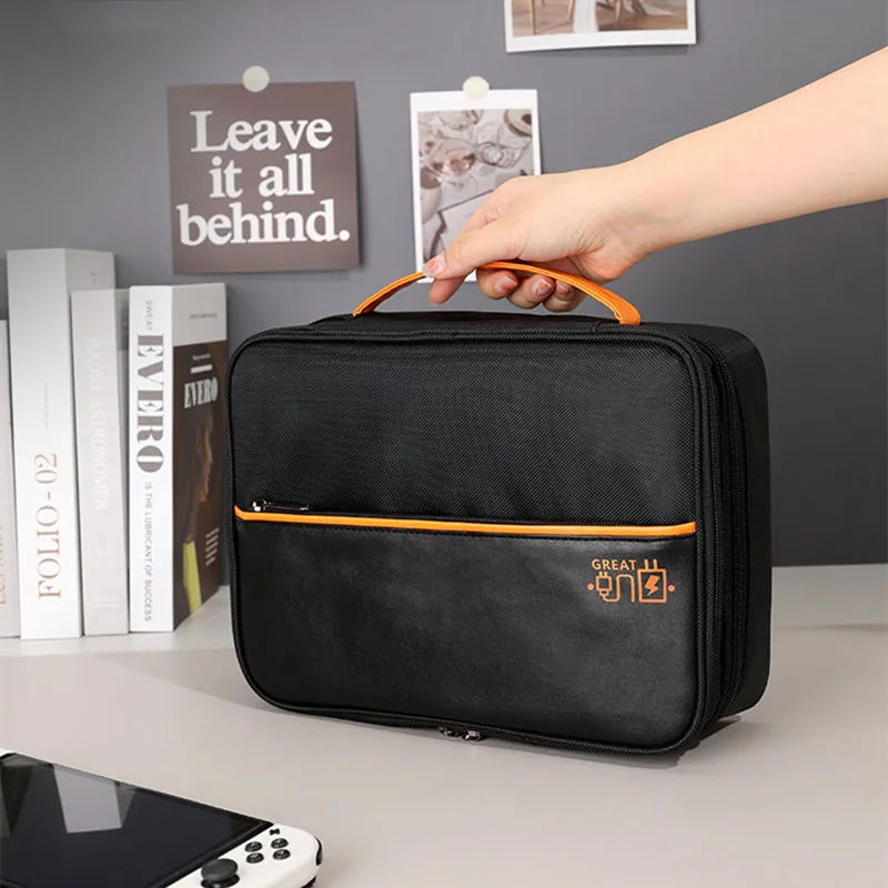 Men Double Layer Travel Accessory Digital Bag Large USB Data Cable Earphone Wire Bags Power Bank Phone Storage Organizer Case