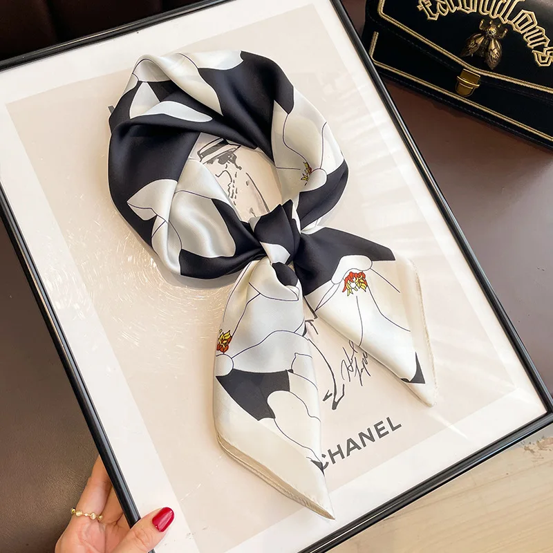 Модный шелковый шарф для женщин классическая квадратная шаль с принтом 70x70 см