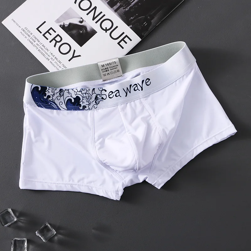 Men Underpants Ice Silk Underwear Men's Boxer Pants Fashion Personality Breathable Seamless Boxer Shorts Male Sexy Boxers Cuecas