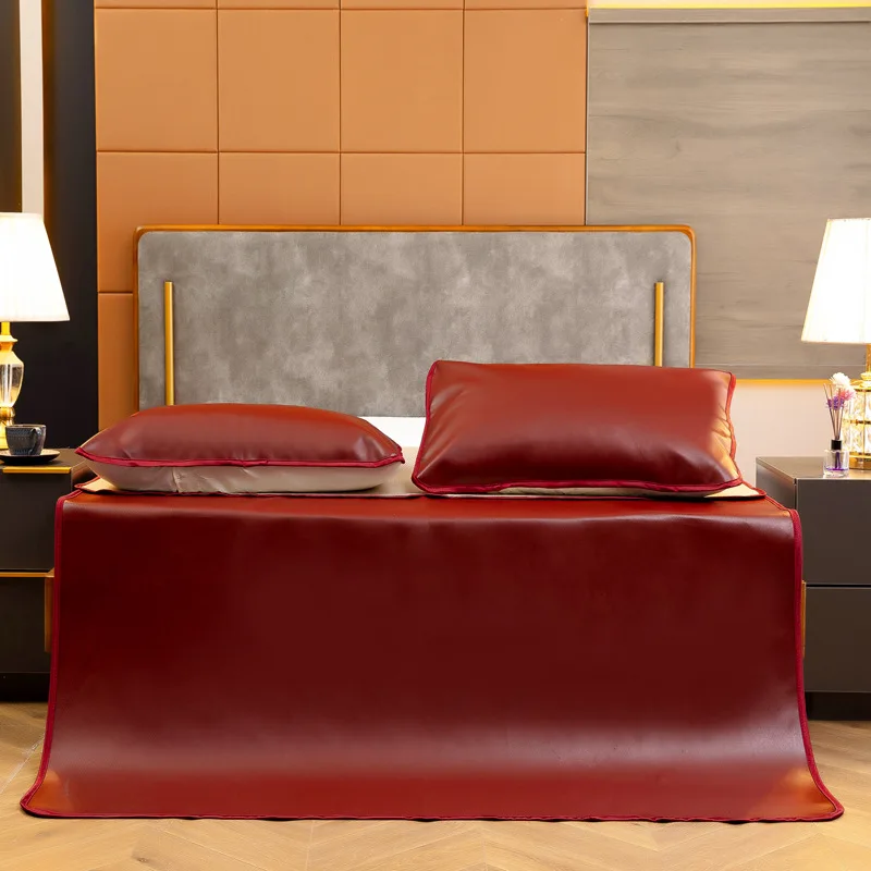 

Bed Linen Luxury Summer Faux Leather Bed Sheets for Double Bed Waterproof Mat King Size Bedsheets Set with Pillows Case 180x200