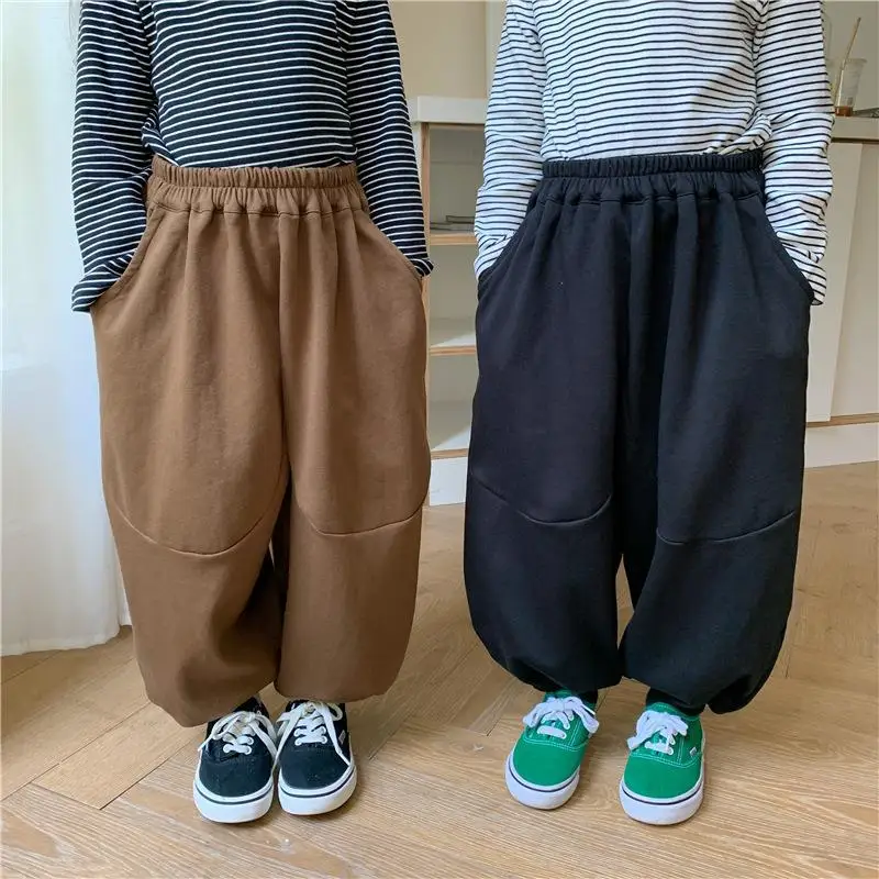 

HoneyCherry Autumn New Children's Designer Solid Color Sweatpants Boys and Girls Loose Casual Trousers