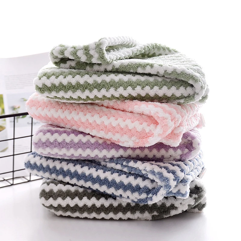 

Dry Hair Cap Towel Absorbent Thickened Dry Hair Cap Bathroom Bath Cap Striped