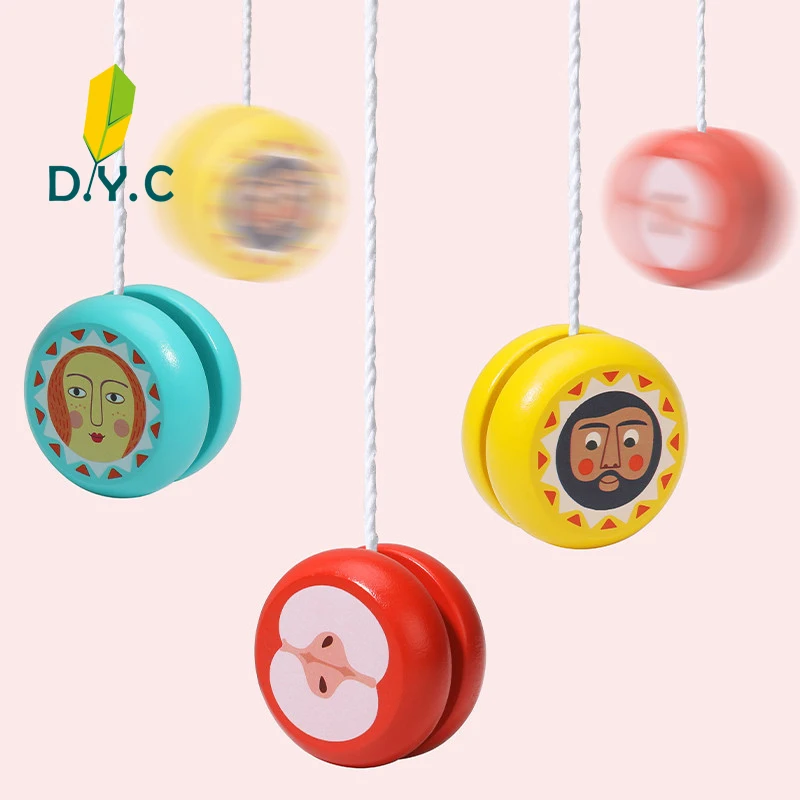 

Classic Toys Cute Animal Prints Wooden Yoyo Toys Colourful Fruits Creative Yo Yo Hand Eye Coordination For Children 3 4 5 Years