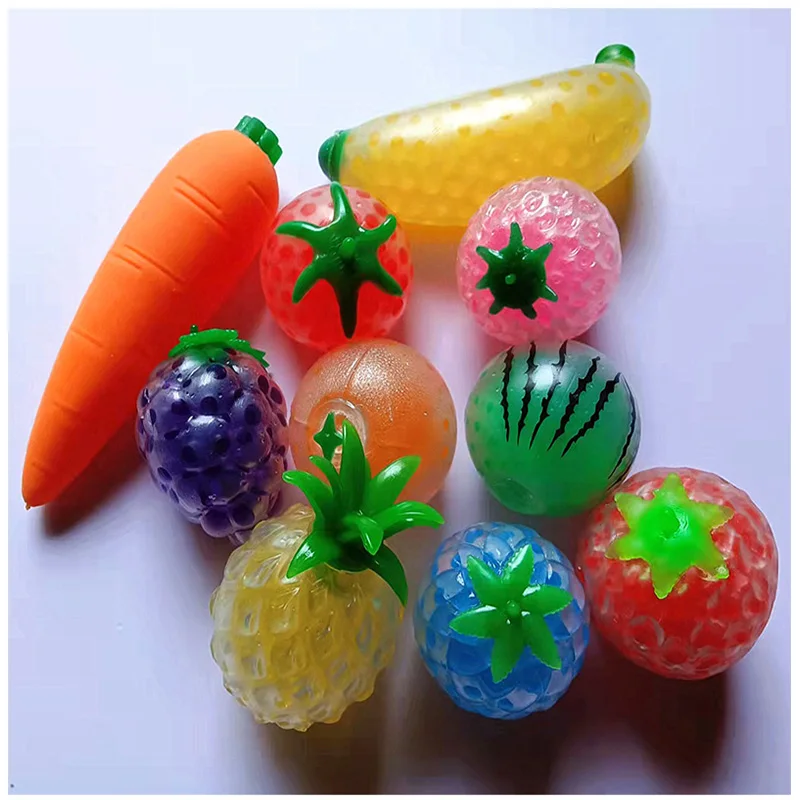 Water Beads Stress Ball Stretchy Fruit Stress Balls for Adults and Kids Gel Water Bead Filled Squeeze Ball Fun and Safe squishy