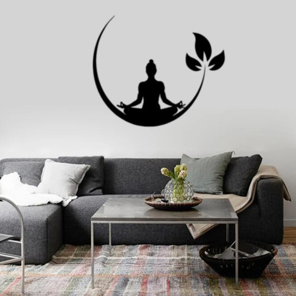 

57*48cm Fashion Yoga Meditation Vinyl Wall Stickers Yoga Design Wall Paste for Bedroom Wall Sticker Bohemian Decor Home Decor