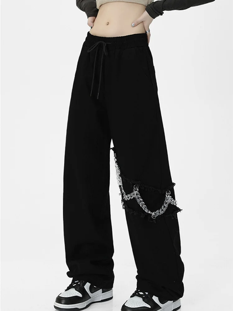 

Pleated High Waist Women Straight Joggers Trousers 2023 Spring Loose Wide Leg Pants Female Design Vintage Streetwear Baggy Y2k