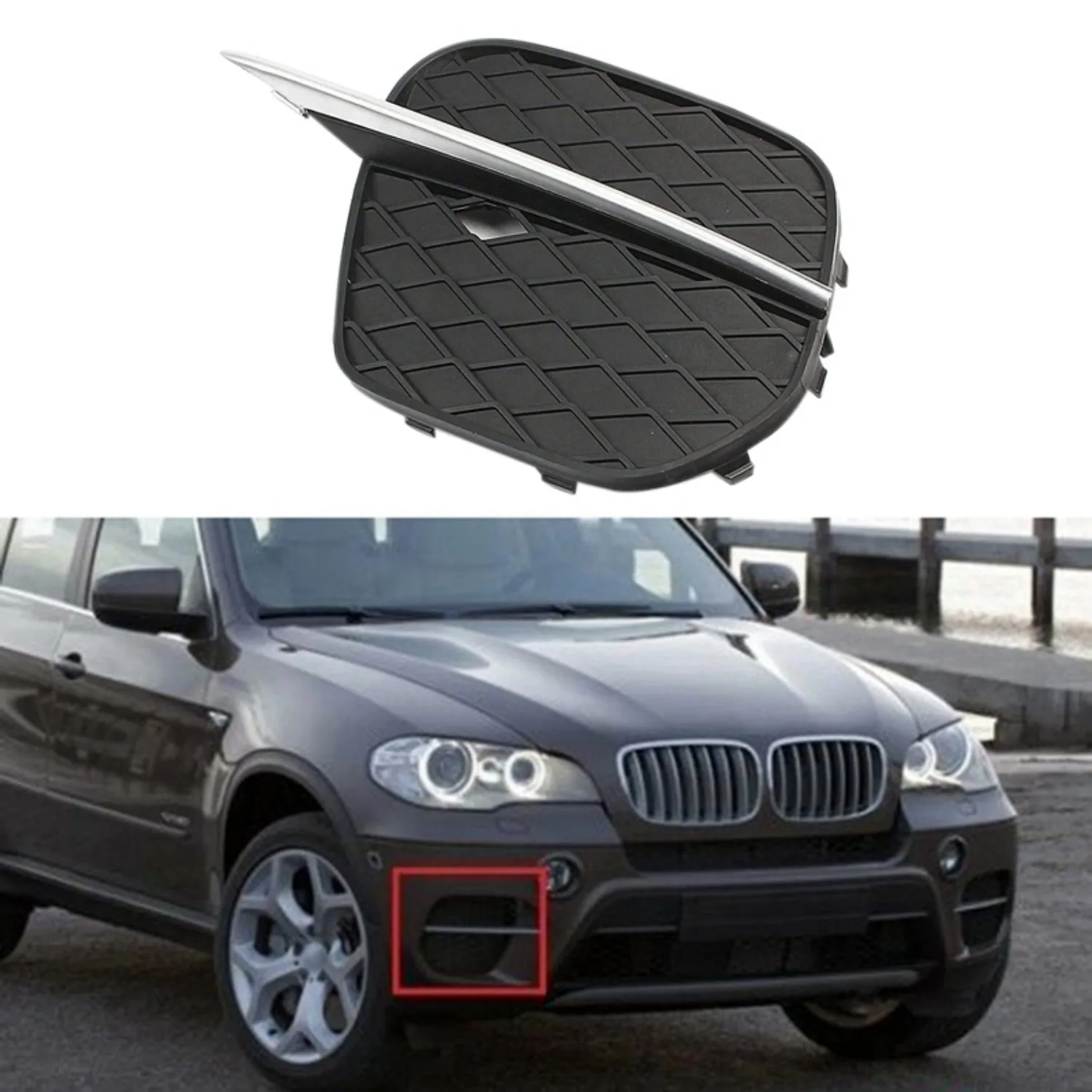 Левая сторона водителя передняя противотуманная фара крышка бампера решетка