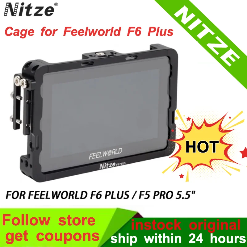 Клетка для монитора NITZE 5 FEELWORLD F6 PLUS с зажимом кабеля совместимым HDMI-Защитная